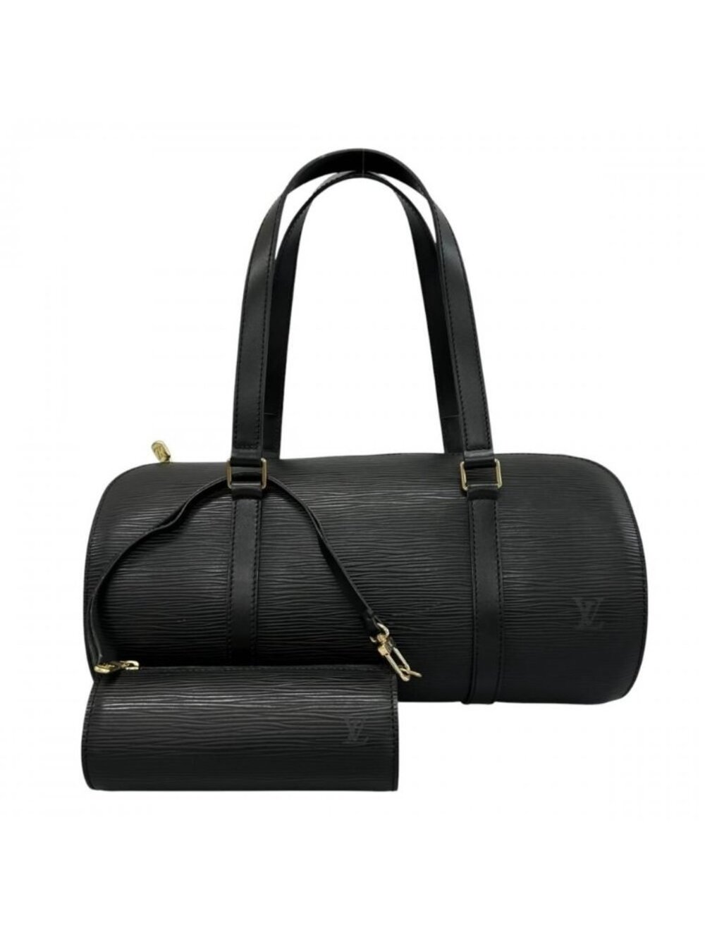 Louis Vuitton Handbag Epi Soufflot Tube Shape Shoulder Black Gold